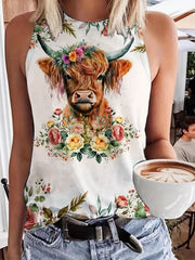 Floral & Cattle Print Tank Top for Women