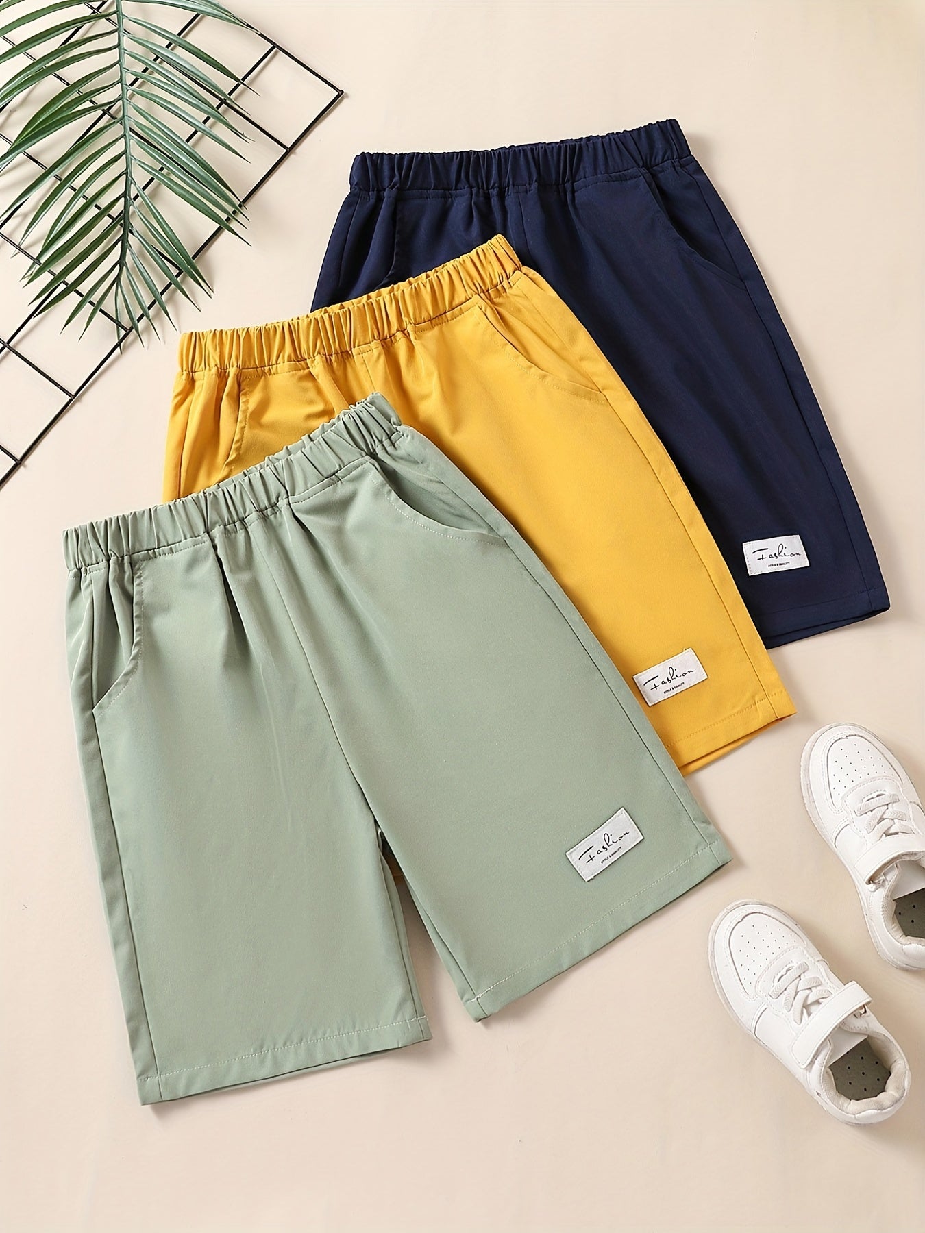3pcs Boys Letter Print Casual Quick-drying Shorts for Summer