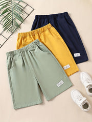 3pcs Boys Letter Print Casual Quick-drying Shorts for Summer