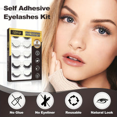 5 Pairs Reusable False Eyelashes Natural Soft Look with Tweezers No Glue Needed