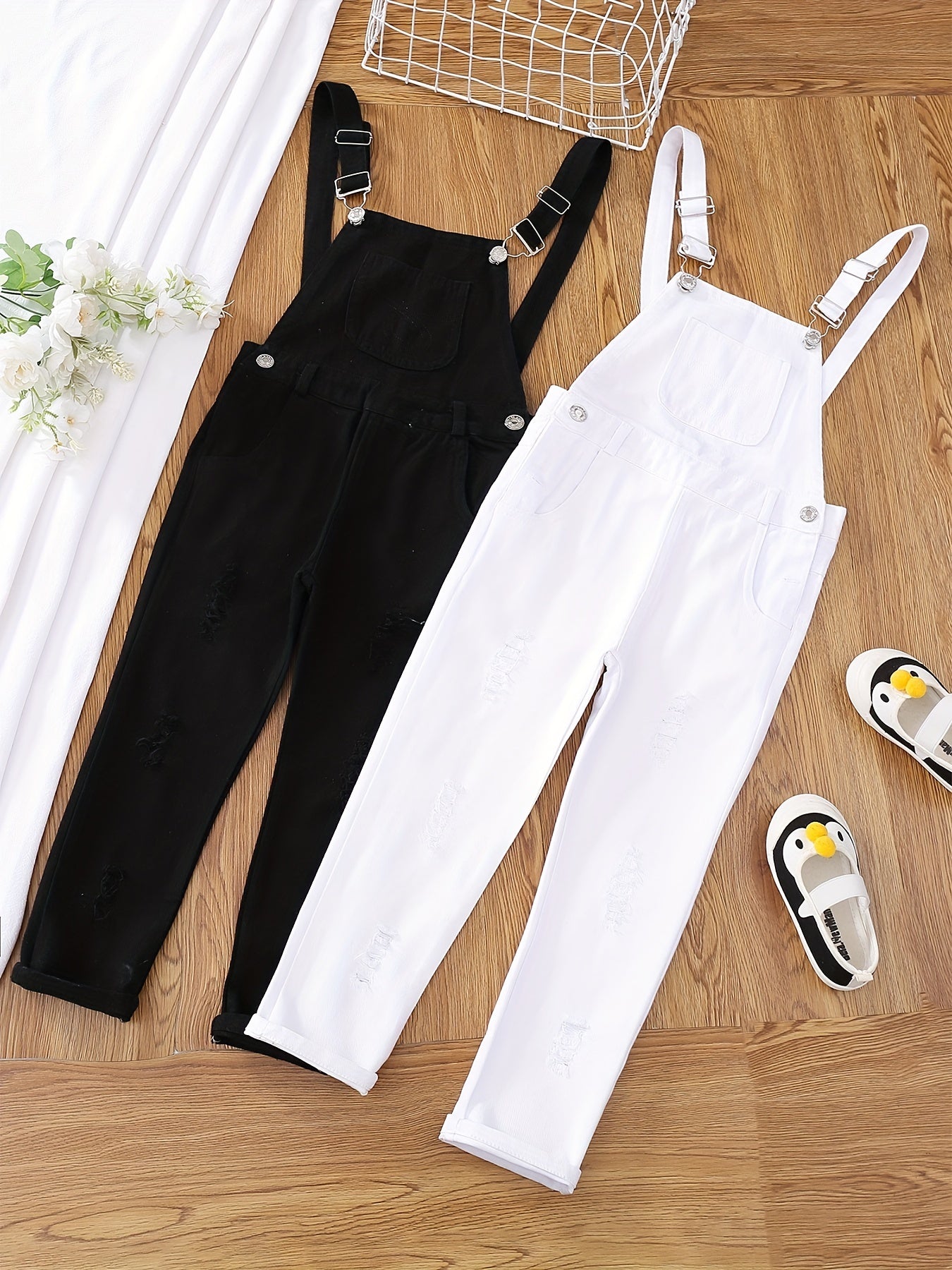 Girls Cotton Casual Overall Long Jumpsuit