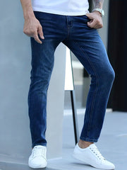 Men's Slim Fit High Stretch Jeans - Distressed Denim Pants