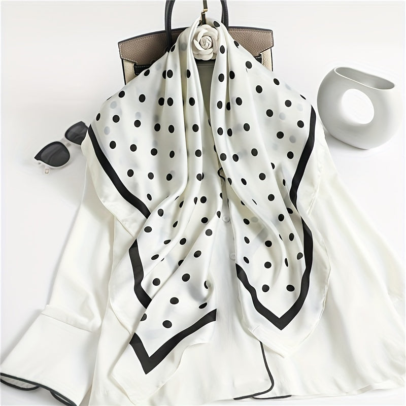 Polka Dot Print Square Scarf Solid Bandana Woman Neckerchief