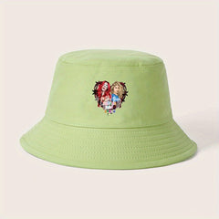 Y2K Cartoon Girl Print Bucket Hat Lightweight Sun Shade Fisherman for Women