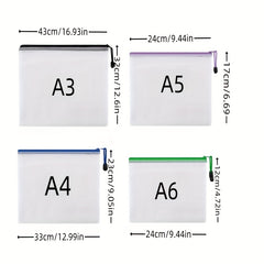 5pcs Waterproof Zipper Bags 5 Sizes 5 Colors Organizing School Supplies