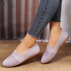 Women's Knit Ballet Flats Comfortable Slip On Shoes Casual Walking Flat
