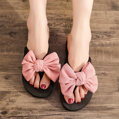 Women's Bowknot Flip Flops Slip On Flatform Shoes