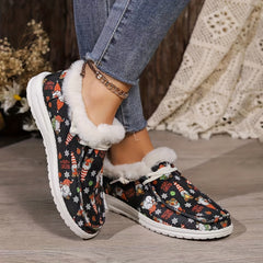 Christmas Cartoon Elements Print Skateboard Shoes Women's Low Top Sneakers