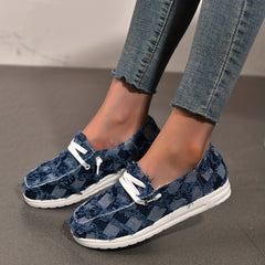 Women's Denim Canvas Sneakers Lace Up Non slip Sport Shoes