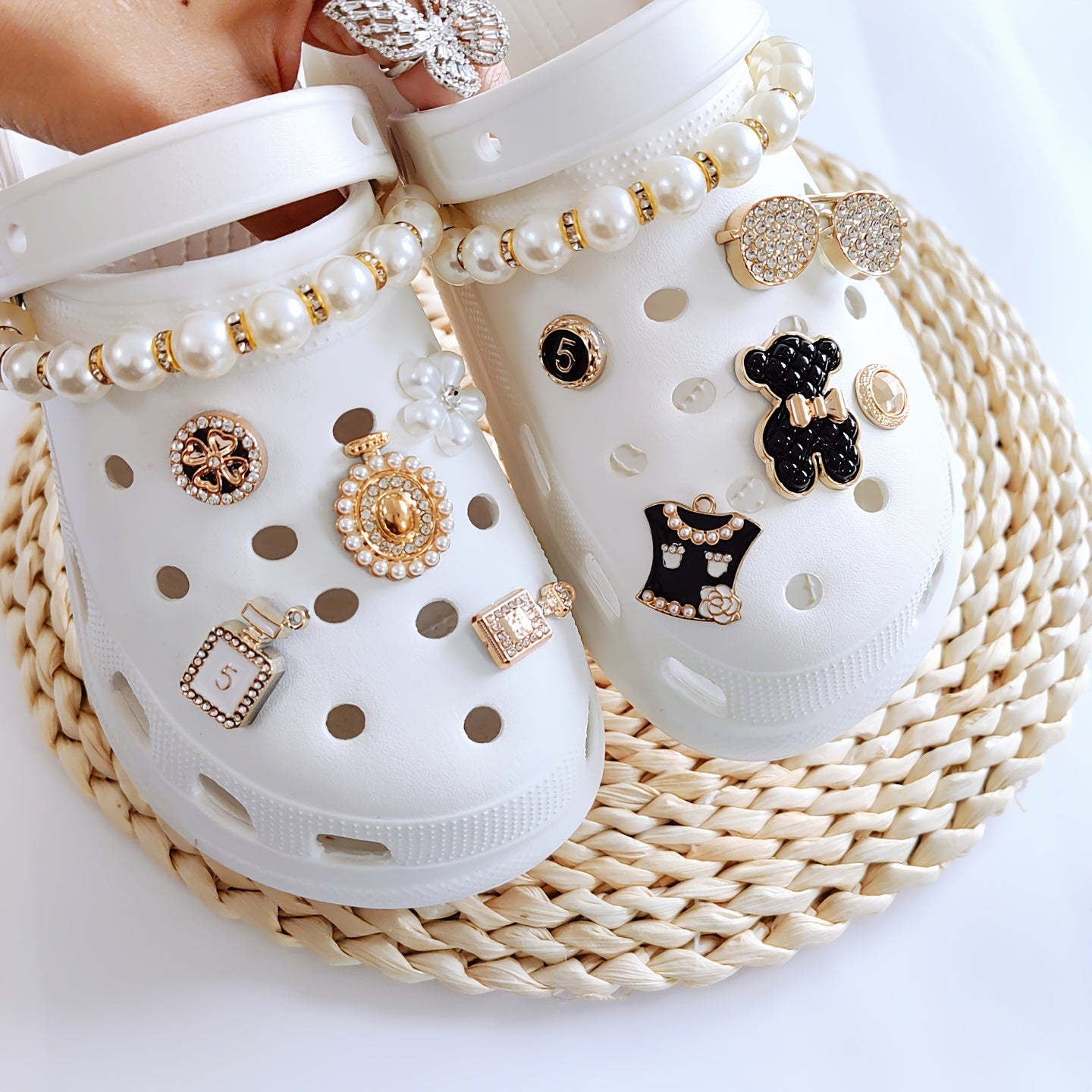 12pcs Shoe Jewelry Bear Glasses Chain Set DIY Shoe Buckle Accessories
