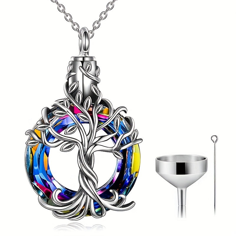 Eternal Love Dog Memorial Necklace Tree of Life Cremation Pet Urn Ashes Pendant