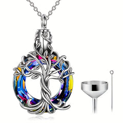 Eternal Love Dog Memorial Necklace Tree of Life Cremation Pet Urn Ashes Pendant