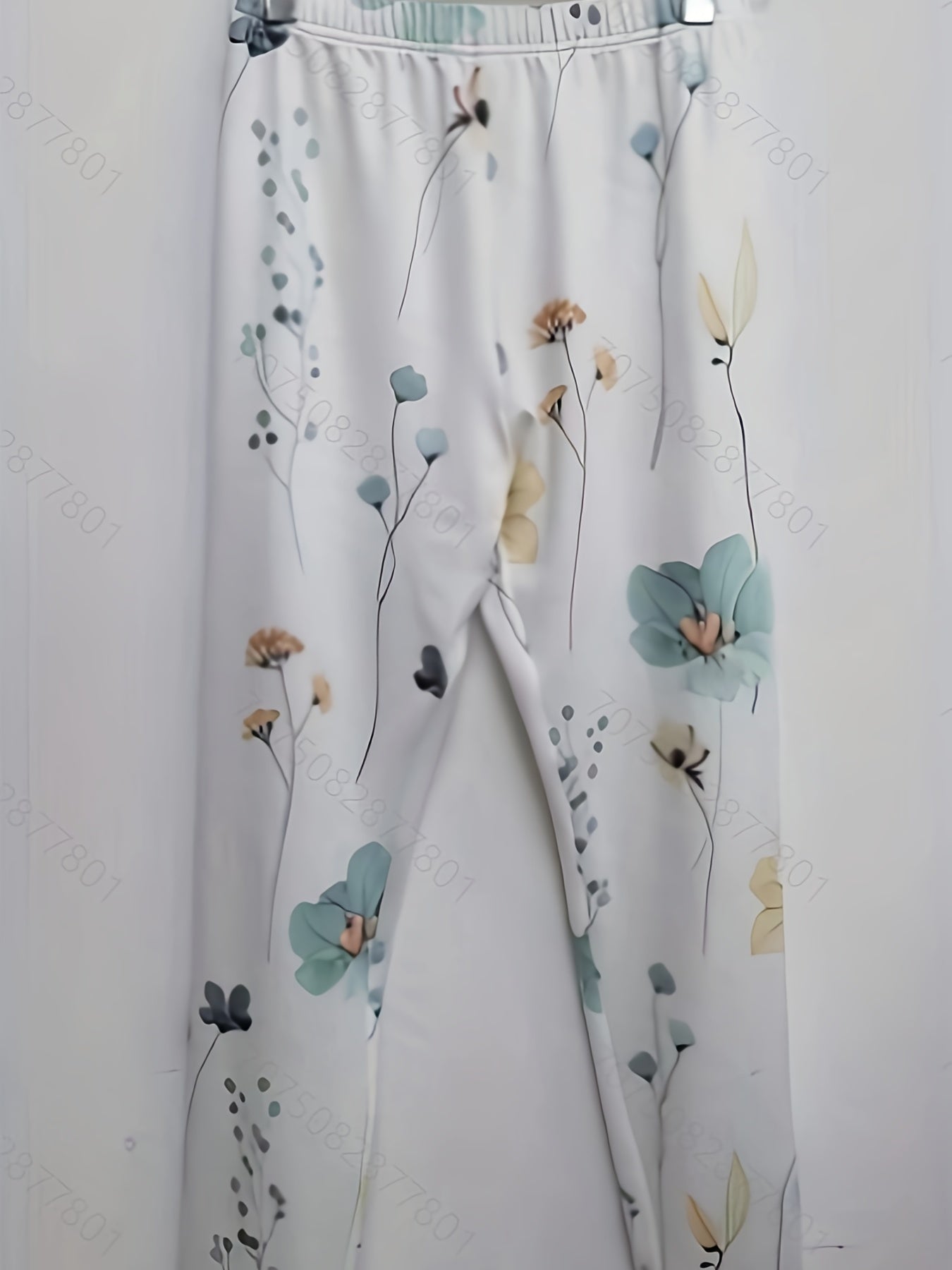 Floral Print Leggings Elastic Waist Long Length Women's Clothing