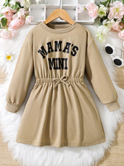 Girls' Letter Print Long Sleeve Casual Dress For Party Vacation