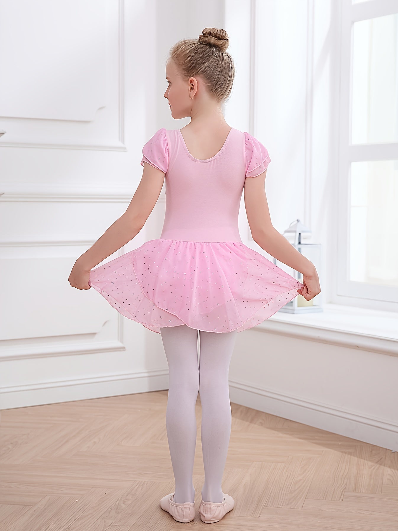 Unicorn Print Cap Sleeve Ballet Dress for Toddler Girls