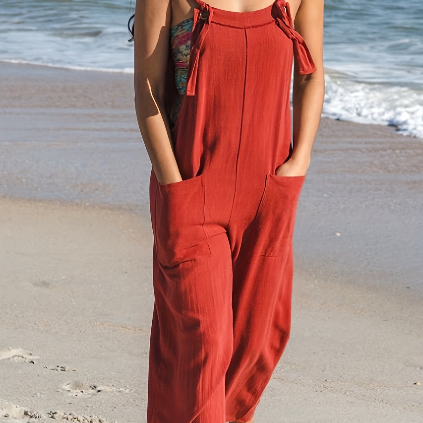 Backless Overall Jumpsuit Solid Wide Leg Jumpsuit