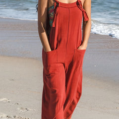 Backless Overall Jumpsuit Solid Wide Leg Jumpsuit
