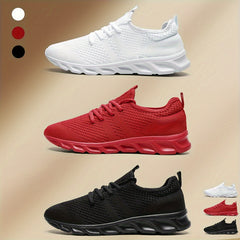 Men's Solid Knit Breathable Running Shoes Non Slip Soft Sole Sneakers