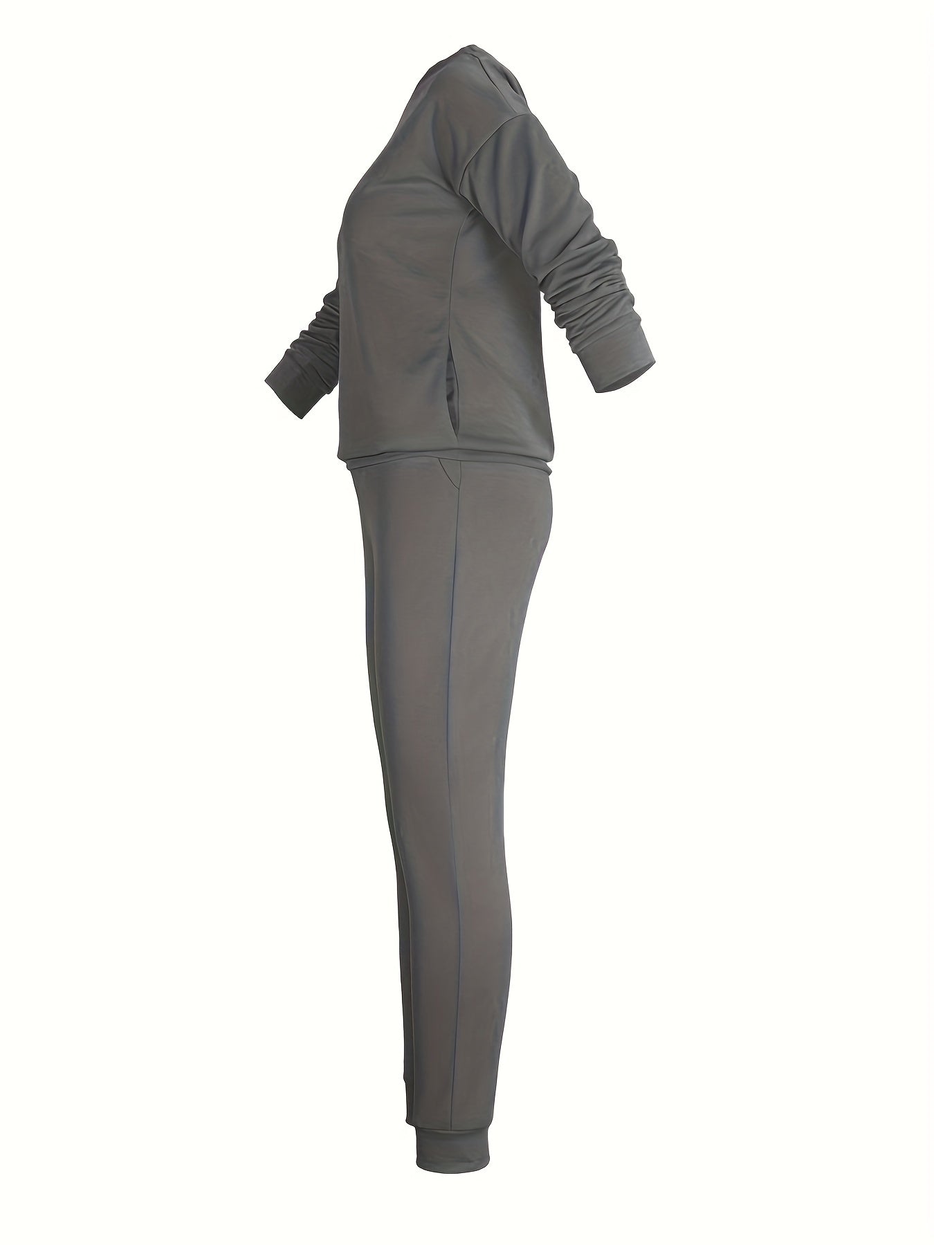 Women's Plain Top & Pants Outfit Two Piece Set