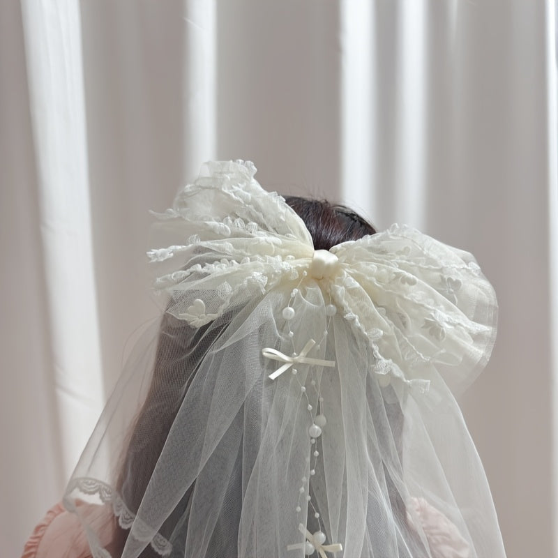Bridal Butterfly Bow Veil Sheer Polyester Spandex Wedding Photogra