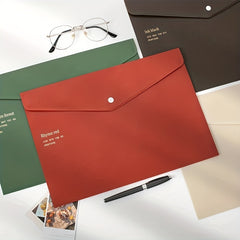 4pcs A4 PP File Bags Retro Bronzing Snap Button Storage Bag