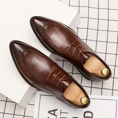 Men's Derby Shoes Lace up Front PU Leather Dress Shoes For Men