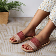 Women's Ombre Home Linen Slides Open Toe Ultra Light Shoes