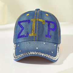 Rhinestone Denim Baseball Cap Distressed Dad Hats Y2K Sun Hats