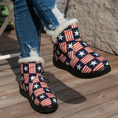 Women's American Flag Snow Boots Warm Outdoor Short Boots