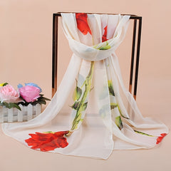 Chiffon Printed Silk Scarf Neckerchief Head Wrap Beach Shawl