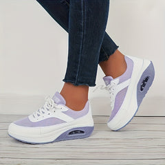 Women's Mesh Sneakers Lace Up Running Shoes Thick Sole Platform Casual Sneakers