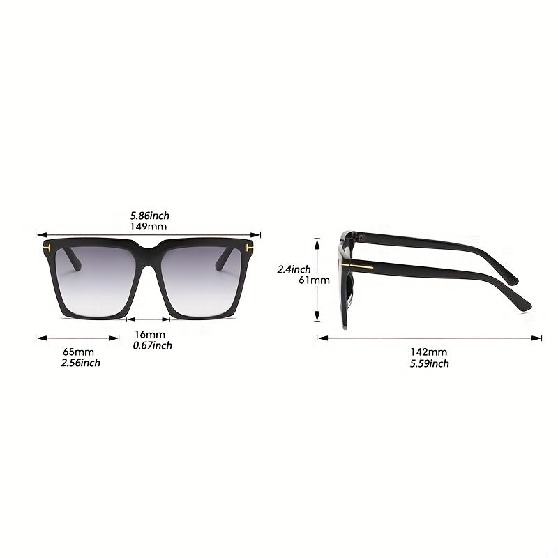 Square Frame Sunglasses Ombre Lens Glasses Rivet Decor Eyewear