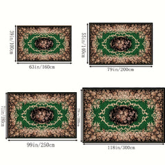 Boho Anti Fatigue Green Soft Rug - Flower Pattern Living Room Carpet