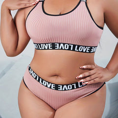 Sports Lingerie Set Ribbed Comfort Bra & Panty Two Piece Set