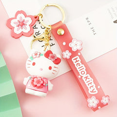 Pink Sakura Keychain Ornaments Cartoon Pendant Car Key Ring