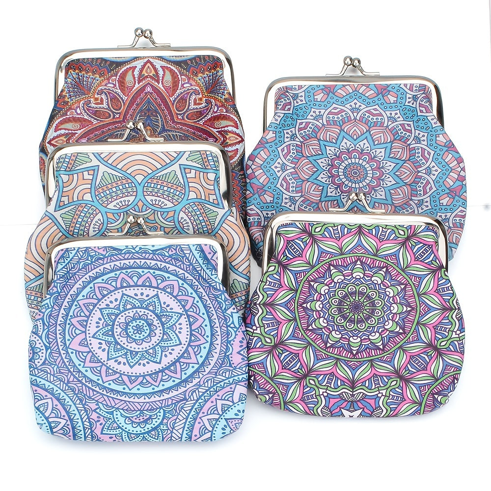 Ethnic Style Coin Purse Geometric Pattern Small Wallet Girl s Bank Card Bag