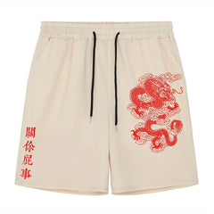 Men's Dragon Graphic Elastic Waist Shorts