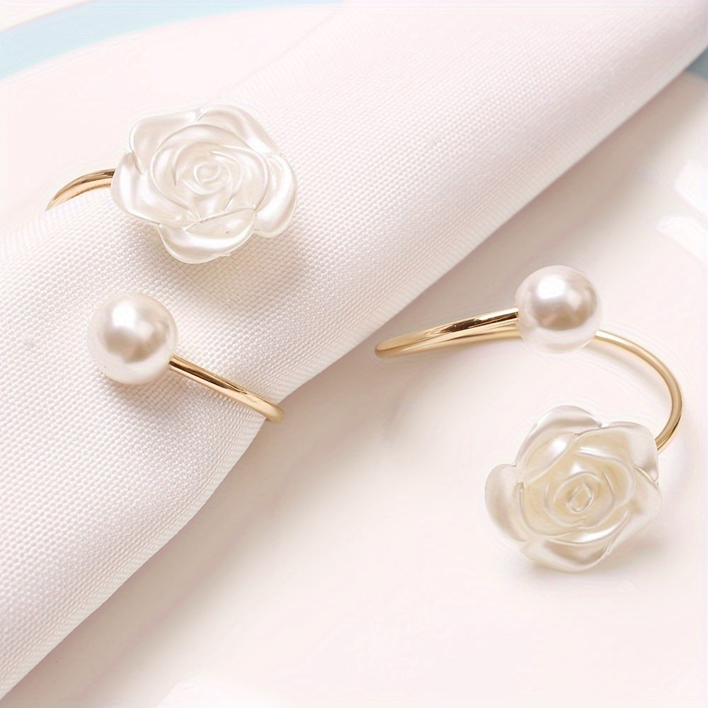 Pearl Napkin Rings Set for Wedding Thanksgiving Easter