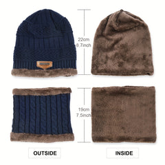 Kids Knit Hat & Neck Scarf with Fleece Lining