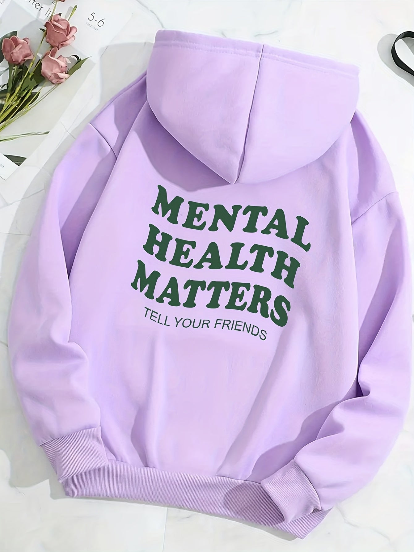 Mental Health Matters Print Hoodie Casual Sweatshirt for Winter & Fall
