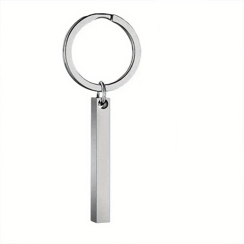 Custom Engraved Name Bar Keychain Stainless Steel Men's Gift