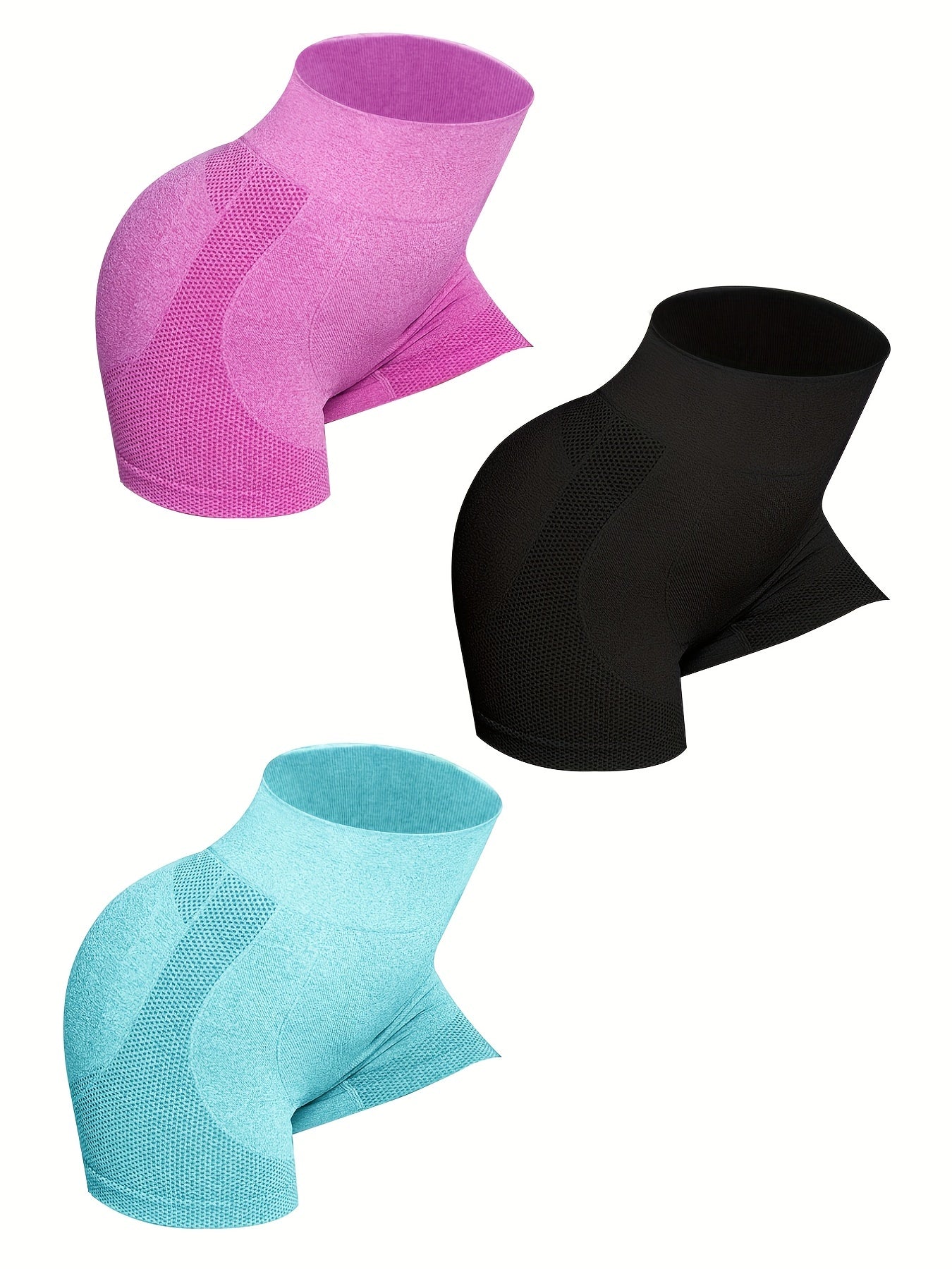 3pcs Seamless Yoga Sports Set High Waist Shorts Tummy Control