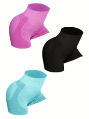 3pcs Seamless Yoga Sports Set High Waist Shorts Tummy Control
