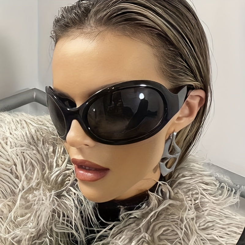 Y2K Wrap Around Sunglasses Oversized Hiphop Tinted Glasses UV400