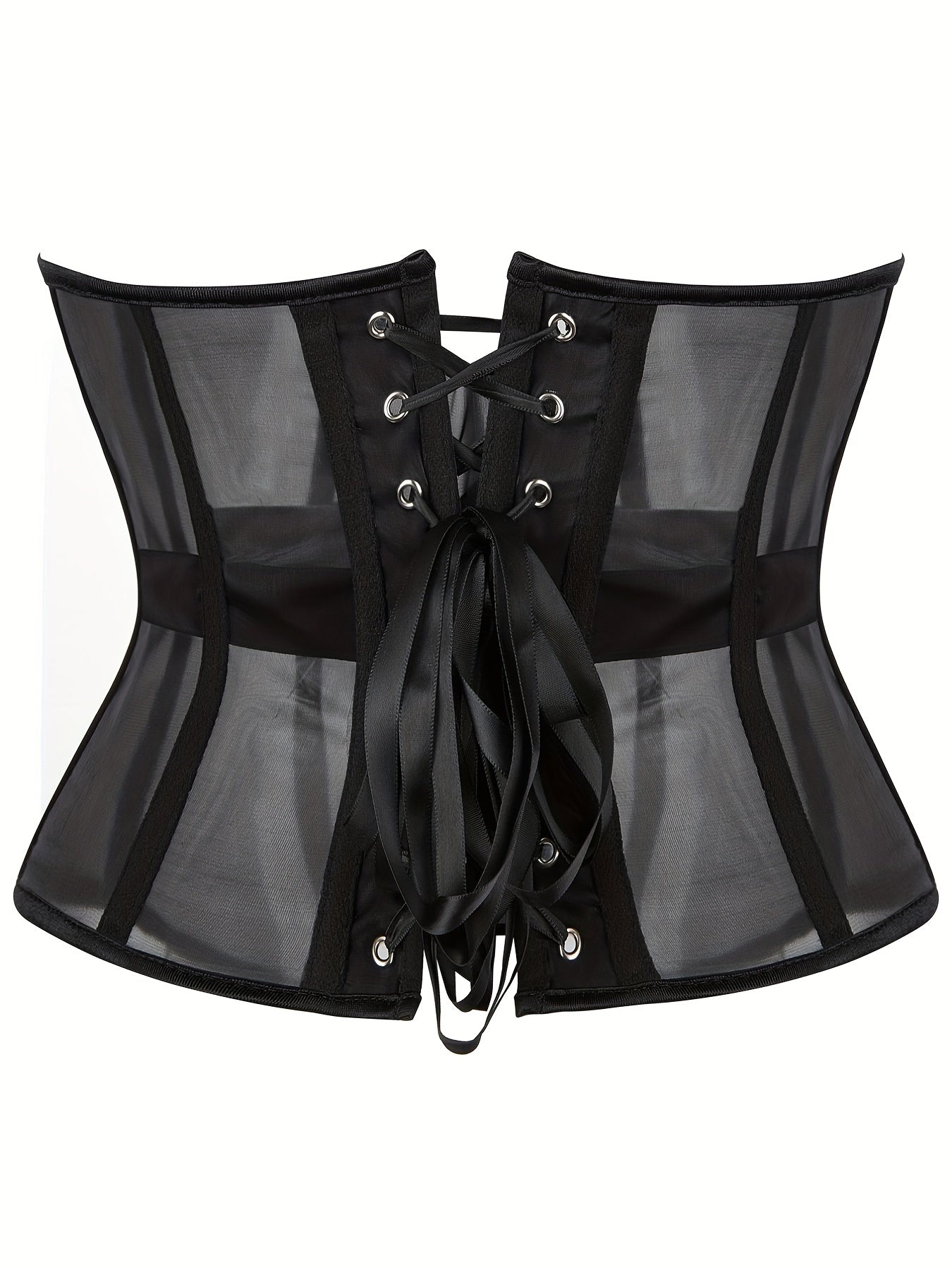 Mesh Strapless Corset Tummy Control Lace Up Body Shaper