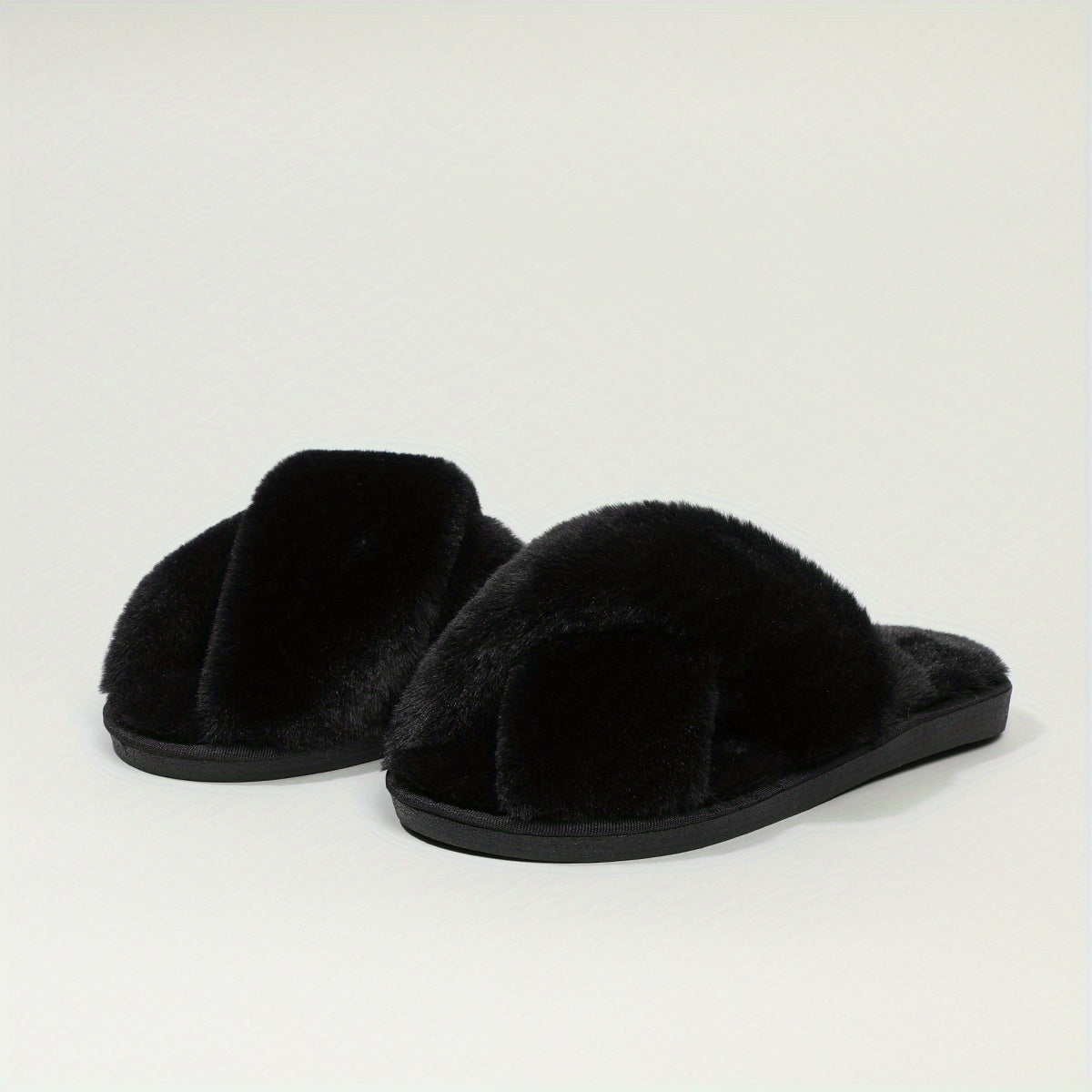 Girls' Solid Furry House Shoes, Non Slip Soft Bottom, Indoor All Seasons