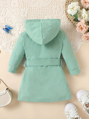 Baby Girl's Hoodie Sweatshirt Dress Belted Tunic Kid's Casual Hooded Dress