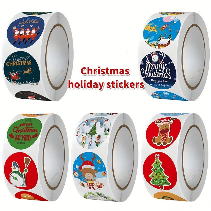 500pcs Christmas Gift Stickers 2.54 Cm Cartoon Theme Praise Reward Label Box Set