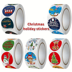 500pcs Christmas Gift Stickers 2.54 Cm Cartoon Theme Praise Reward Label Box Set