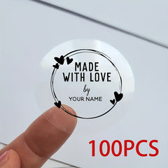 100 Personalized Transparent Heart Decals Self Adhesive Wedding Crafts